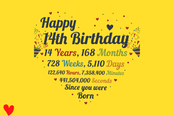 14TH BIRTHDAY Graphics for Crafts & Small Business Branding