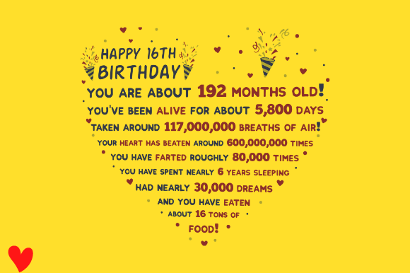 16TH BIRTHDAY Graphics for Crafts & Small Business Branding