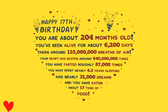 17TH BIRTHDAY GIFT FACTS HEART Graphics