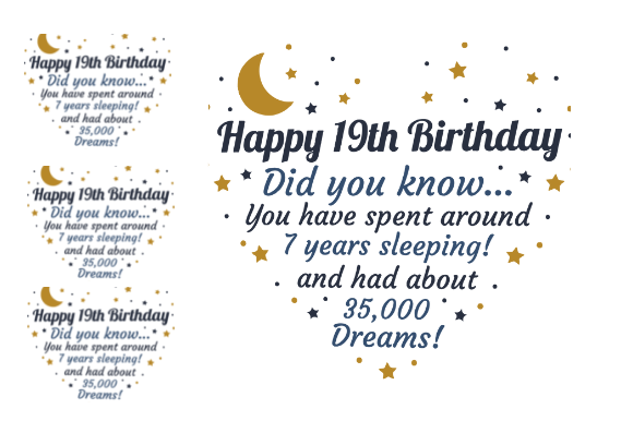 19TH BIRTHDAY CARD HEART 19TH GIFT Graphics