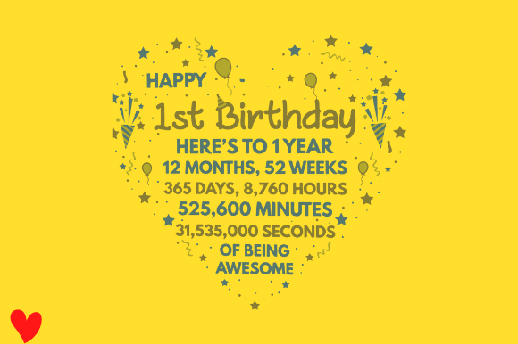 1ST BIRTHDAY DAUGHTER SON HEART SVG PNG