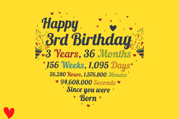 Heart 3rd Birthday Graphics for Crafts