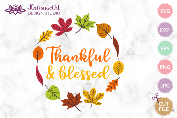 Thankful and Blessed Svg Fall Wreath Svg Graphics